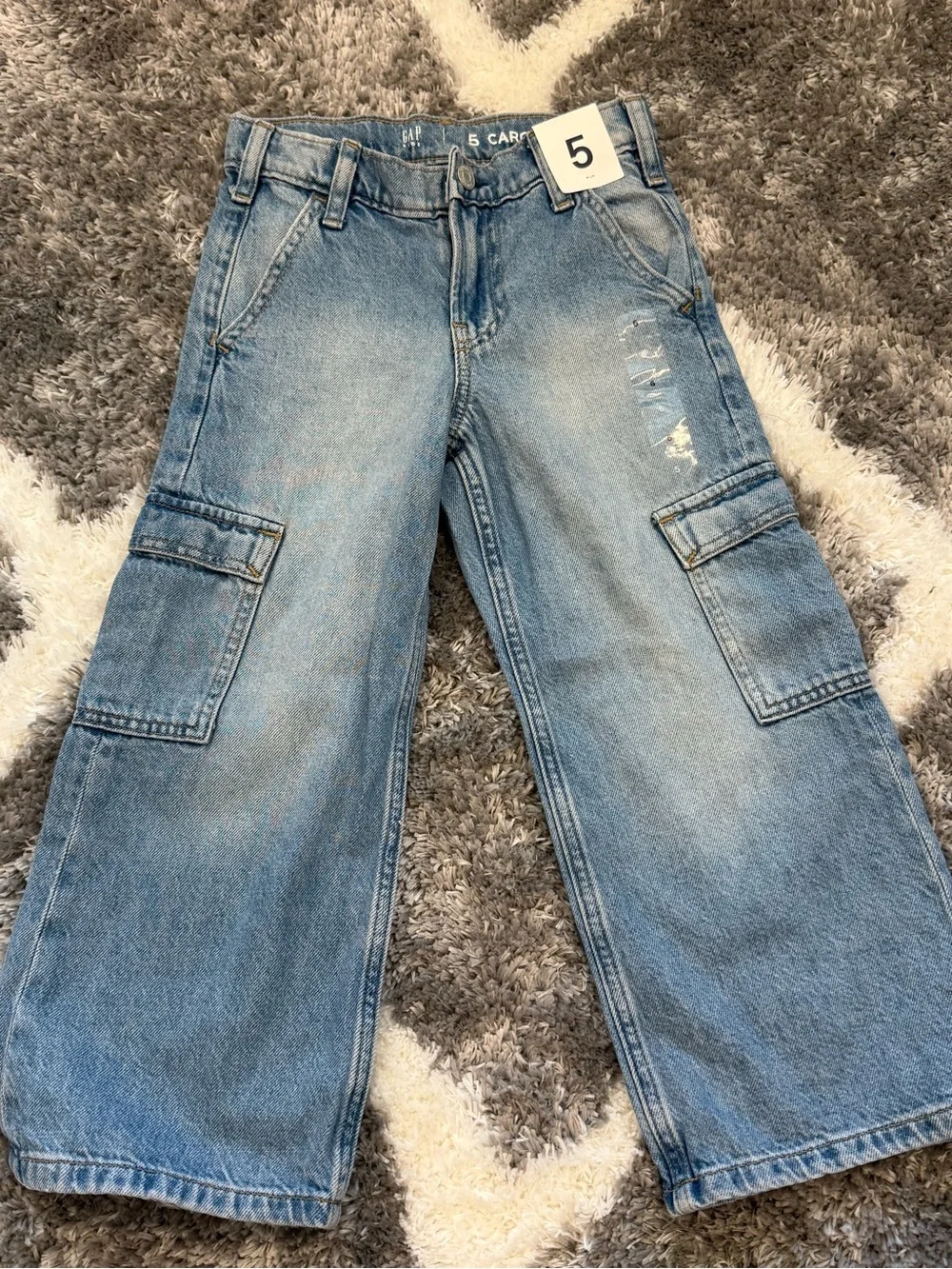 GAP Girls Relaxed Light Blue Cargo Jeans